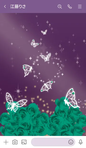 [LINE着せ替え] 紫 : 5月のエメラルドと蝶の画像3