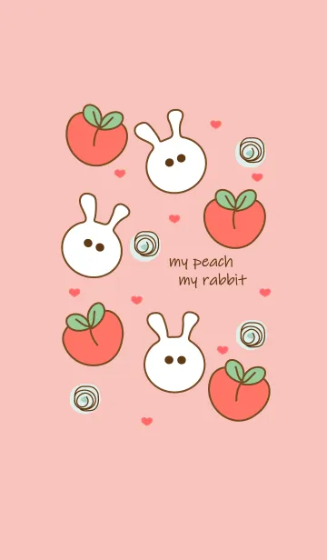 [LINE着せ替え] Sweet peach & Rabbit 2の画像1