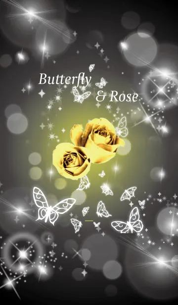 [LINE着せ替え] 運気UP！ゴールドローズと蝶の画像1
