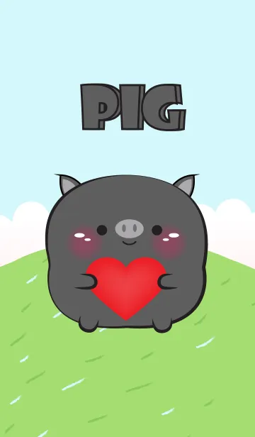 [LINE着せ替え] Cute Chubby Black Pig Theme (JP)の画像1