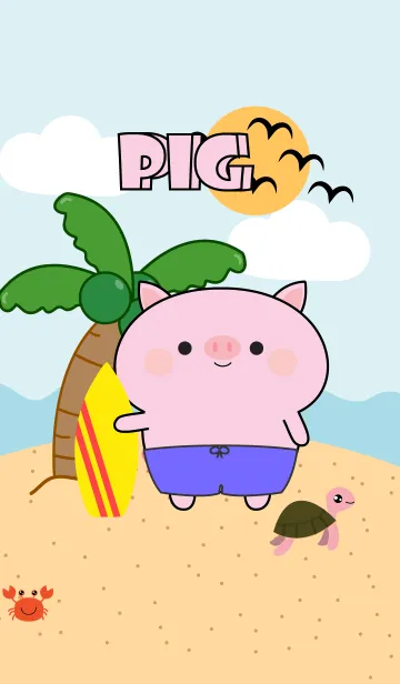 [LINE着せ替え] Pig Pig On The Beach Theme (JP)の画像1