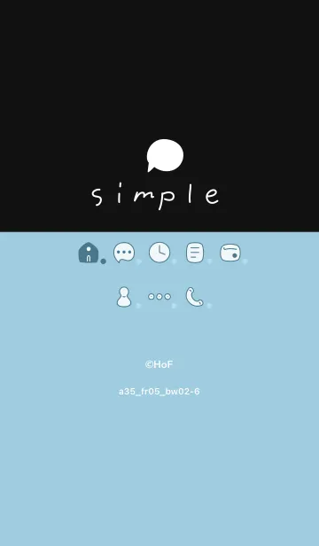 [LINE着せ替え] a35_05_シアン 黒/白2-6の画像1