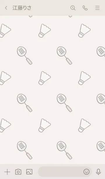 [LINE着せ替え] バドミントン/ベージュ×ピンクの画像3