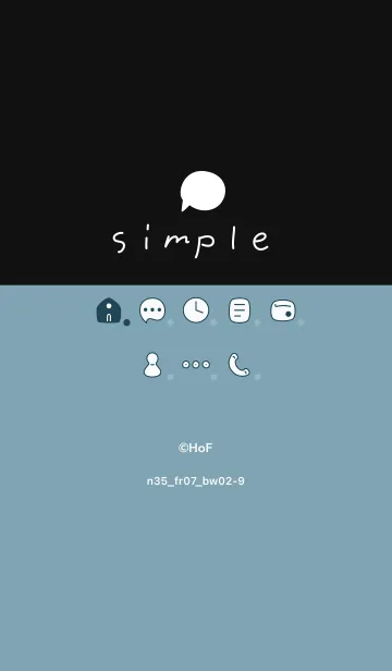 [LINE着せ替え] n35_07_シアン 黒/白2-9の画像1