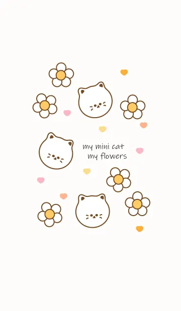 [LINE着せ替え] Mini cat & flowers 6の画像1