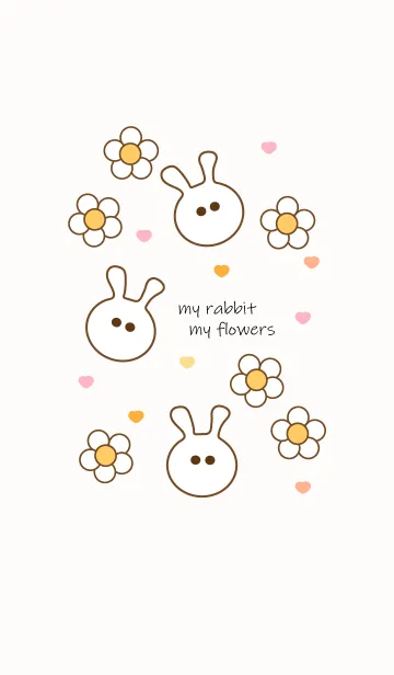 [LINE着せ替え] Mini flowers & Rabbit 6の画像1