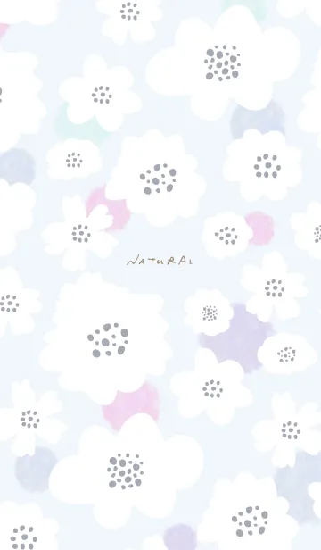 [LINE着せ替え] 白いお花と水玉 ライトブルー5の画像1