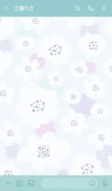 [LINE着せ替え] 白いお花と水玉 ライトブルー5の画像3