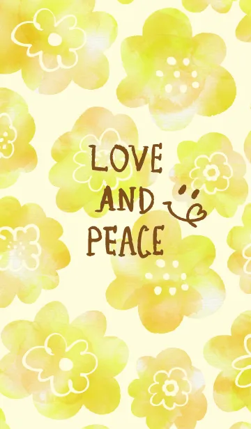 [LINE着せ替え] 黄色水彩お花柄 スマイル8の画像1