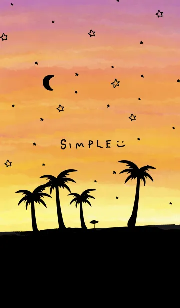 [LINE着せ替え] アロハ！星と月 水彩3 スマイル4の画像1