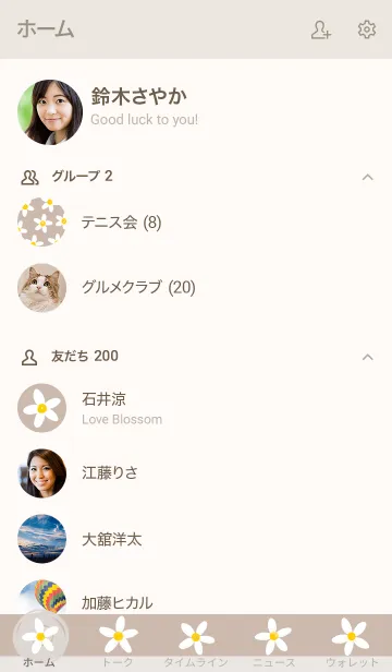 [LINE着せ替え] ゆるテイストな小花柄-白とベージュの画像2