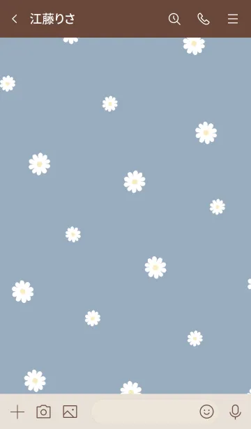 [LINE着せ替え] デイジー柄 #ブルー ベージュの画像3