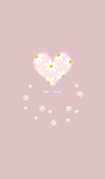 ゆるテイストな小花柄-白とふんわりピンクのLINE着せ替え