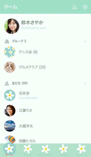 [LINE着せ替え] ゆるテイストな小花柄 - 白とグリーンの画像2