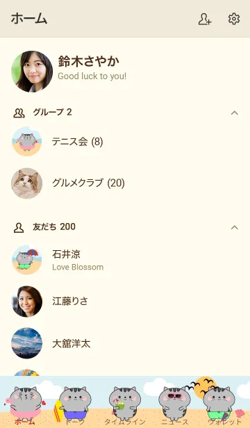 [LINE着せ替え] Grey Cat On The Beach Theme (JP)の画像2