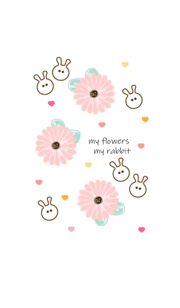 [LINE着せ替え] Pink flowers & mini rabbit 4の画像1