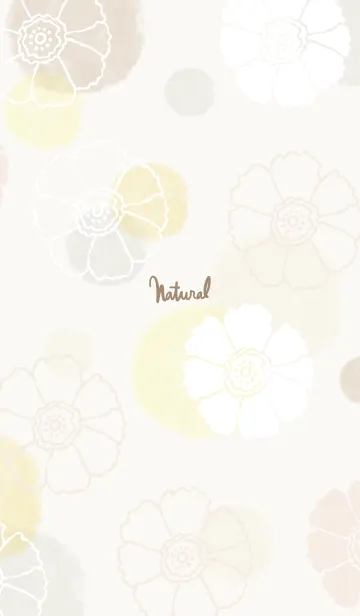 [LINE着せ替え] 花と水彩丸 黄色 茶色2の画像1