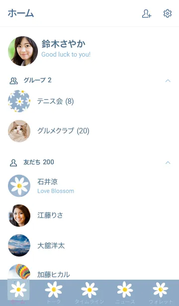 [LINE着せ替え] ゆるテイストな小花柄 - 白とくすみブルーの画像2