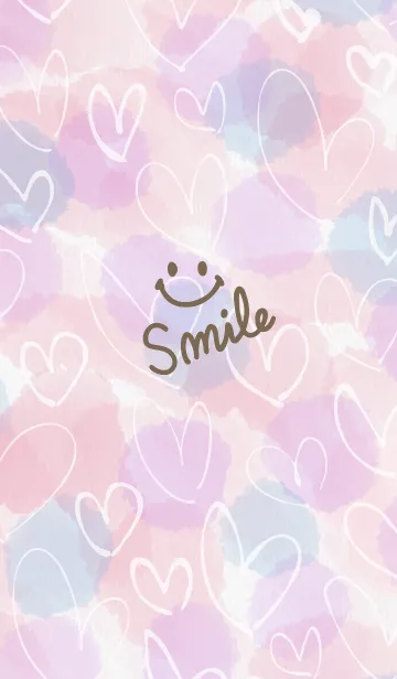 [LINE着せ替え] 水彩ピンク2白ハートスマイル7の画像1