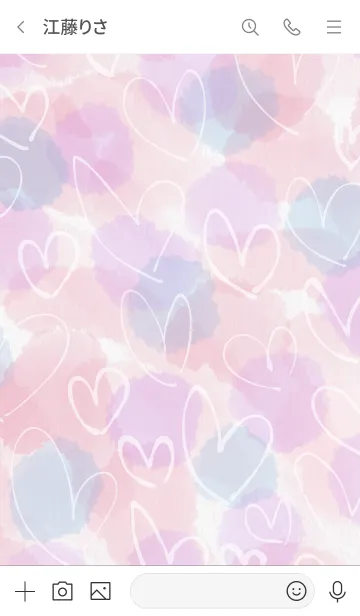 [LINE着せ替え] 水彩ピンク2白ハートスマイル7の画像3