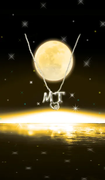 [LINE着せ替え] イニシャル M&T （ゴールドムーン）満月の画像1
