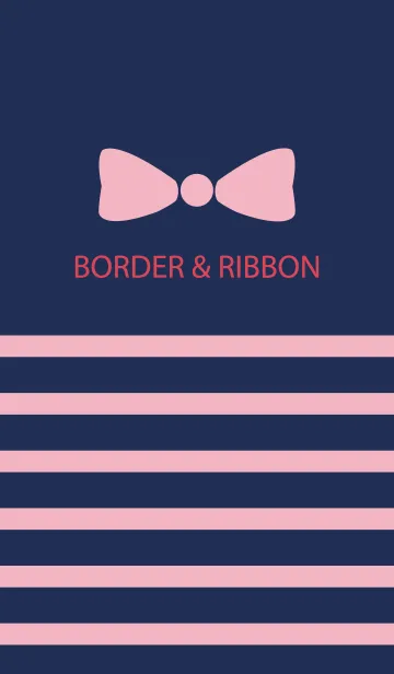 [LINE着せ替え] BORDER & PINKRIBBON -Navy 1-の画像1