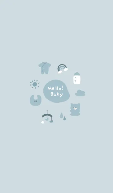 [LINE着せ替え] Hello！Baby/くすみブルーの画像1