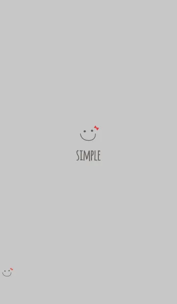 [LINE着せ替え] 可愛いニコちゃんリボン＊くすみグレーの画像1