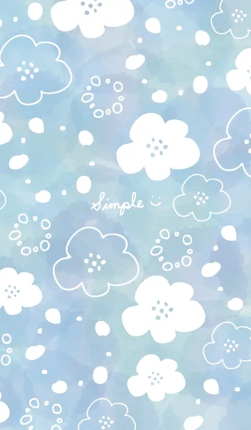 [LINE着せ替え] 手書きお花水彩ブルーの画像1