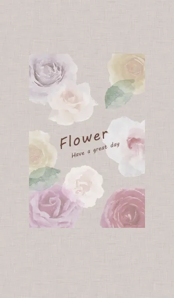 [LINE着せ替え] ～Flower♥ベージュ6～の画像1