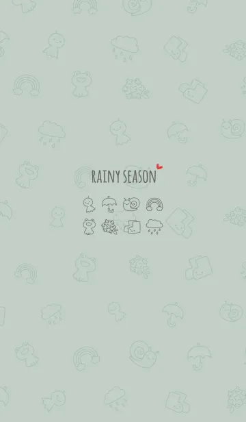[LINE着せ替え] 大人かわいい雨模様＊くすみグリーンの画像1