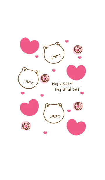 [LINE着せ替え] Cute cat & Cute heart 6の画像1