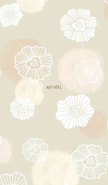 [LINE着せ替え] 花と水彩丸 ベージュ29の画像1