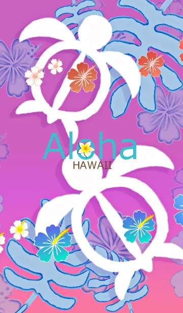 [LINE着せ替え] 水彩画♡幸運のホヌ*ハワイ＊ALOHA+237の画像1