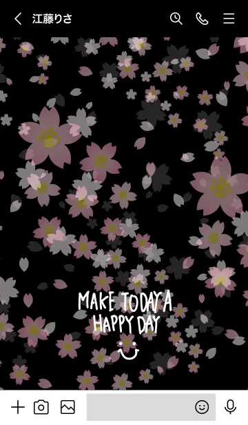 [LINE着せ替え] スマイル桜-黒背景8-の画像3