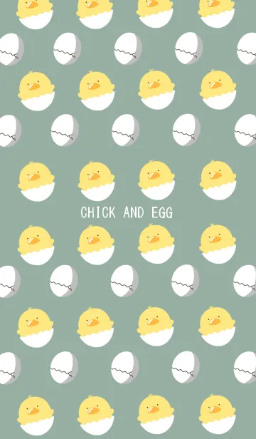 [LINE着せ替え] ひよこと卵の着せかえ/くすみグリーンの画像1