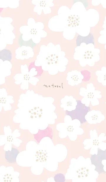 [LINE着せ替え] 白いお花と水玉 ピンク5の画像1