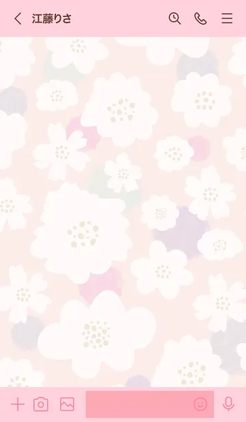 [LINE着せ替え] 白いお花と水玉 ピンク5の画像3