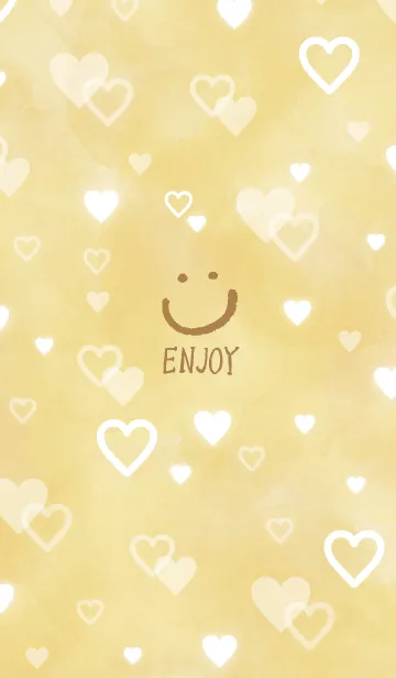 [LINE着せ替え] スマイルベージュ-ハートたくさん4-の画像1