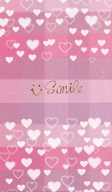 [LINE着せ替え] くすみピンクチェック-ハートスマイル26-の画像1