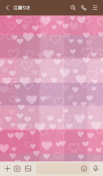 [LINE着せ替え] くすみピンクチェック-ハートスマイル26-の画像3