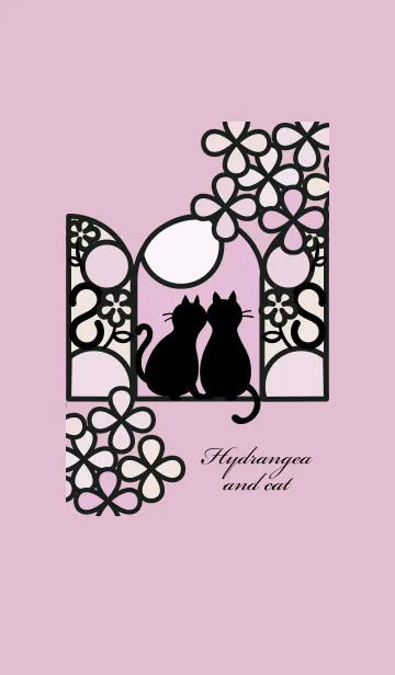 [LINE着せ替え] ～猫と紫陽花♥ピンク～の画像1