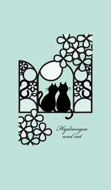 ～猫と紫陽花♥グリーン～の着せ替えメイン画像