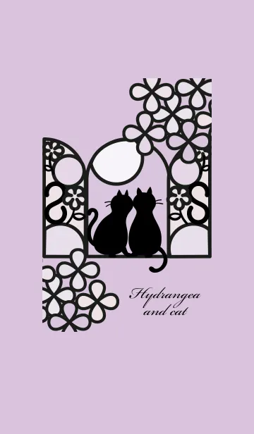 [LINE着せ替え] ～猫と紫陽花♥パープル2～の画像1