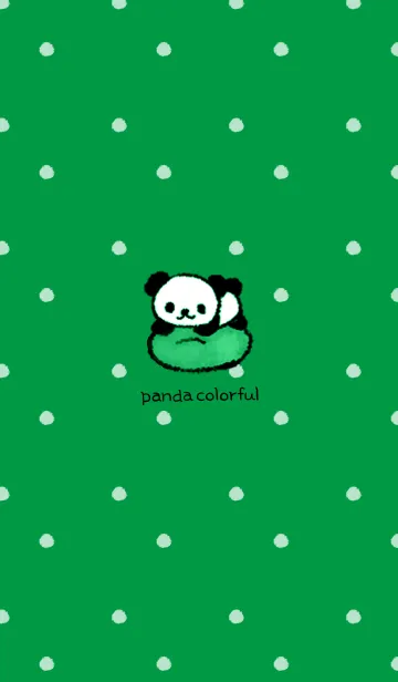 [LINE着せ替え] Panda colorful - Green Polka dotsの画像1