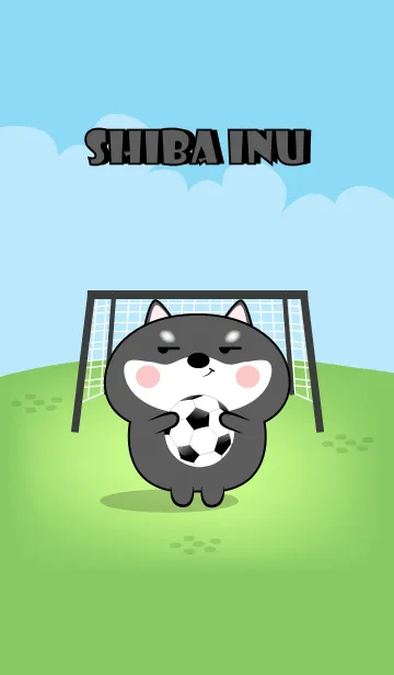 [LINE着せ替え] Black Shiba Inu Love Football Theme (JP)の画像1