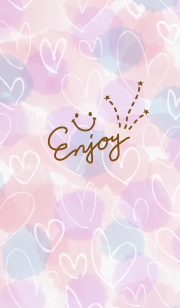 [LINE着せ替え] 水彩ピンク2白ハートスマイル21の画像1