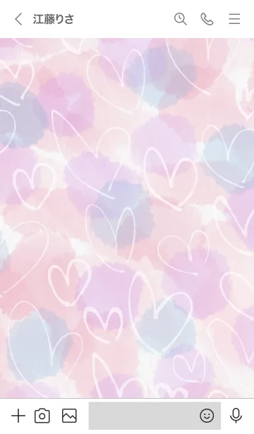 [LINE着せ替え] 水彩ピンク2白ハートスマイル21の画像3