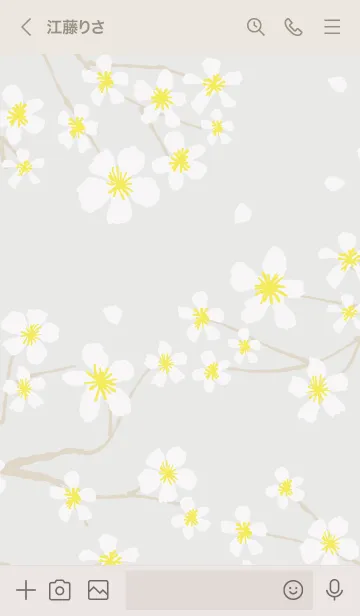 [LINE着せ替え] 白い花咲く グレー2の画像3