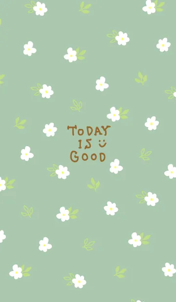 [LINE着せ替え] 白い小花 グリーン10の画像1